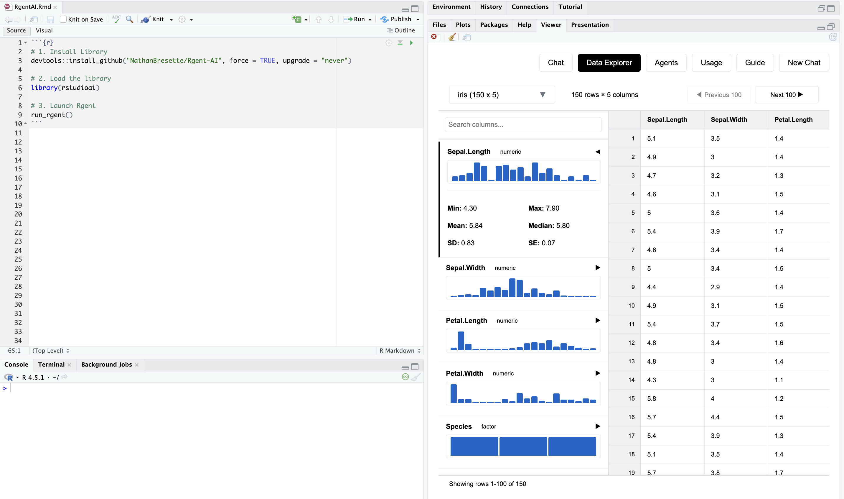 RgentAI Data Explorer Interface